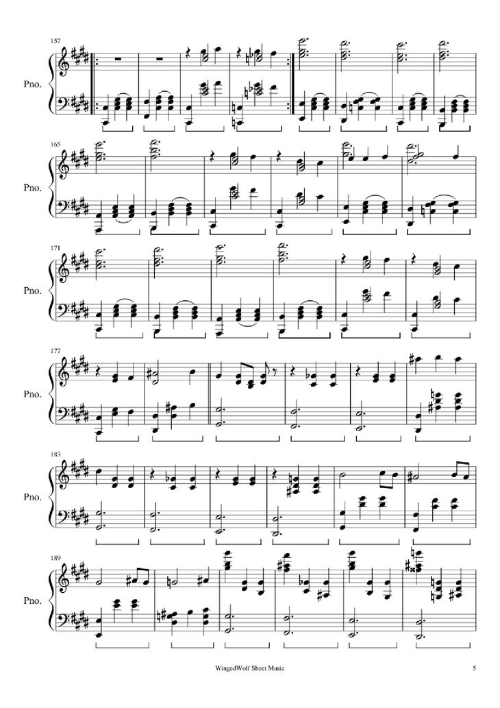 Page 5 of the piano sheet music PDF Piano - Hijo de la Luna Piano by Originally by Mecano Covered by Octavio Vazquez