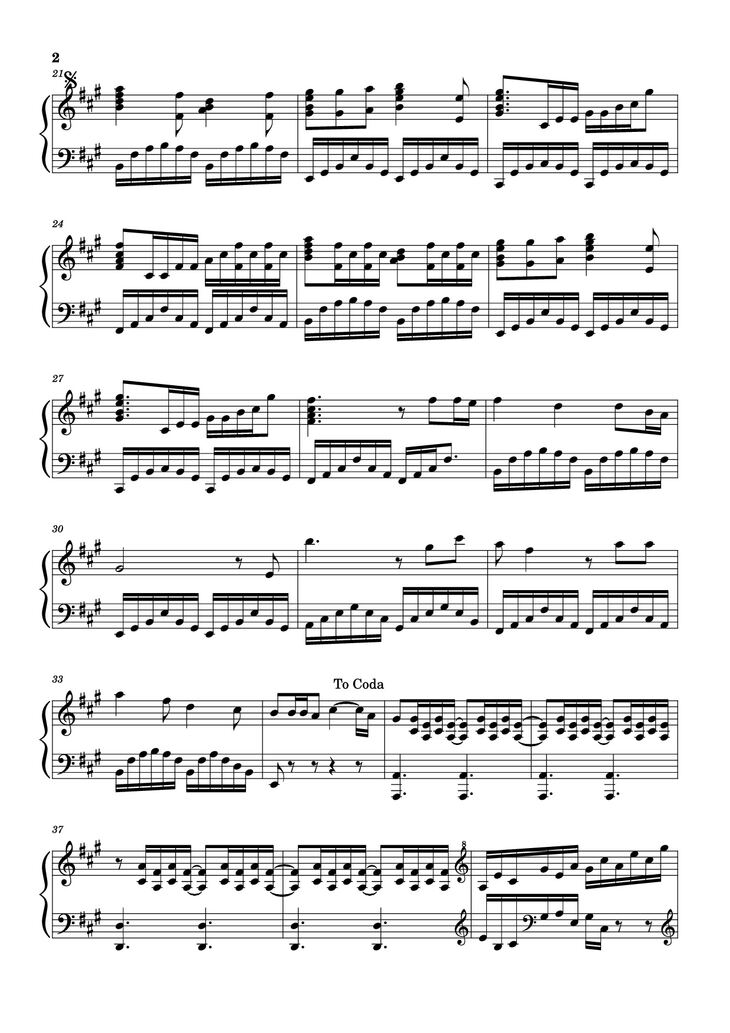 Page 2 of the piano sheet music PDF Piano - Die with a smile Piano by Lady Gaga/Bruno Mars