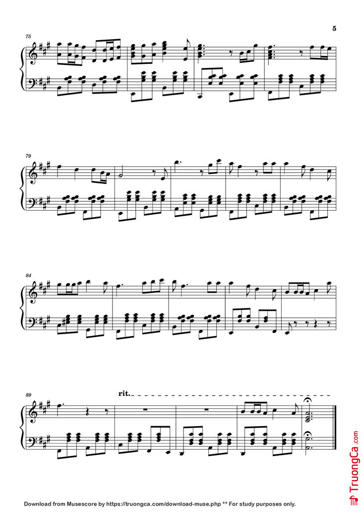 Page 5 of the piano sheet music PDF Piano - Die with a smile Piano by Lady Gaga/Bruno Mars