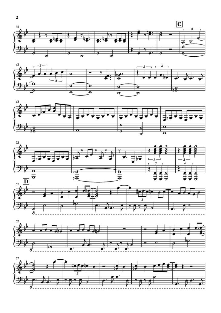 Page 2 of the piano sheet music PDF Piano - Lustrous Trick Piano by HOYO-MiX