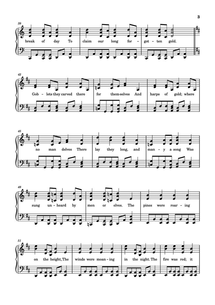 Page 3 of the piano sheet music PDF - Over the Misty Mountains Cold Piano by Music Bee
