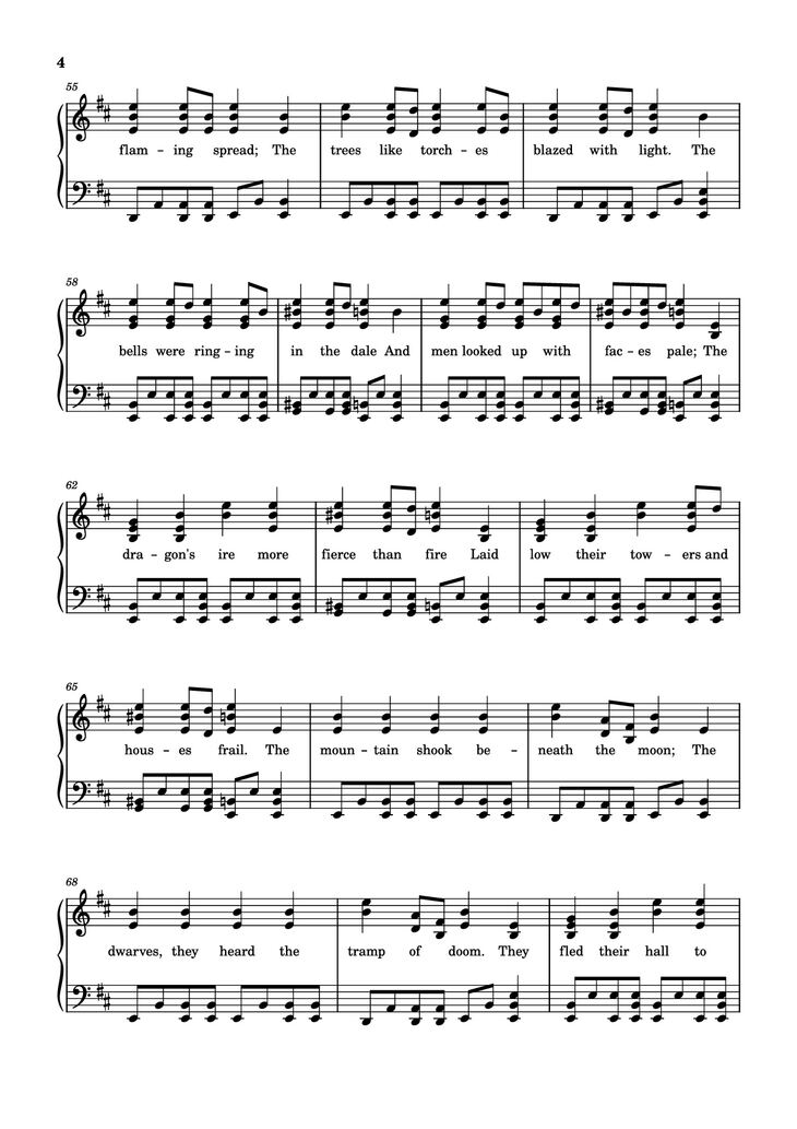 Page 4 of the piano sheet music PDF - Over the Misty Mountains Cold Piano by Music Bee