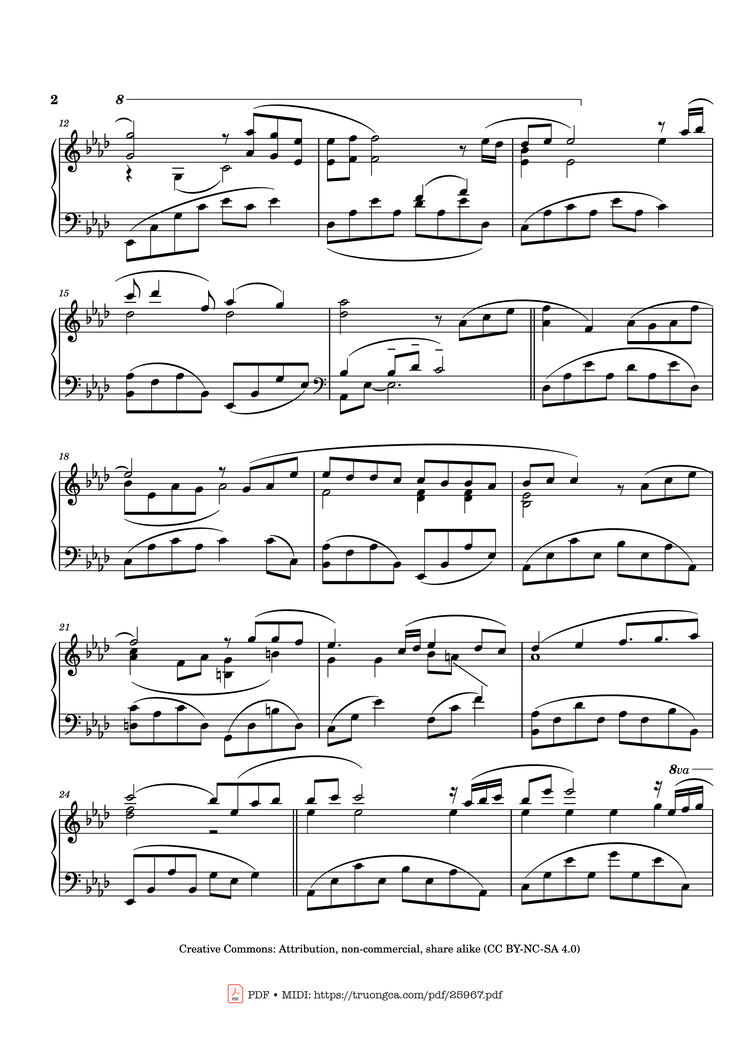 Page 2 of the piano sheet music PDF Piano - Kiss The Rain Piano by Yiruma