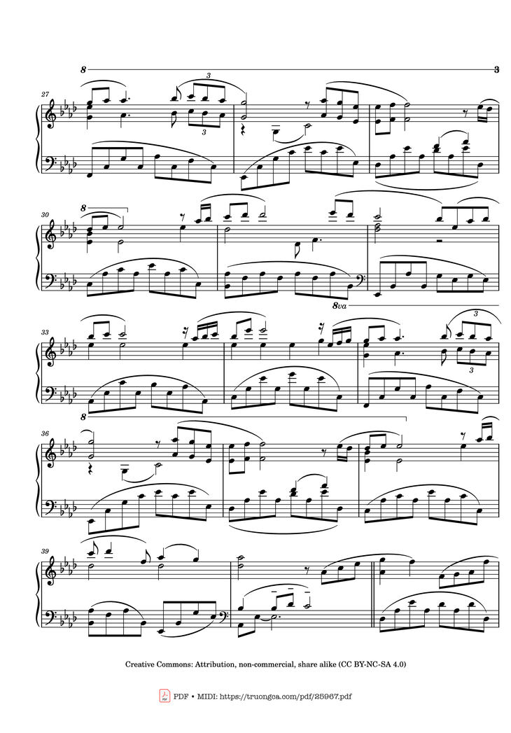 Page 3 of the piano sheet music PDF Piano - Kiss The Rain Piano by Yiruma