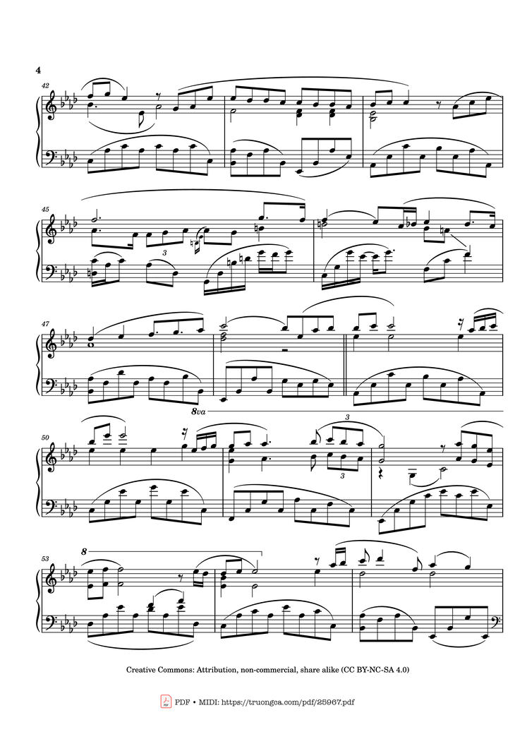 Page 4 of the piano sheet music PDF Piano - Kiss The Rain Piano by Yiruma