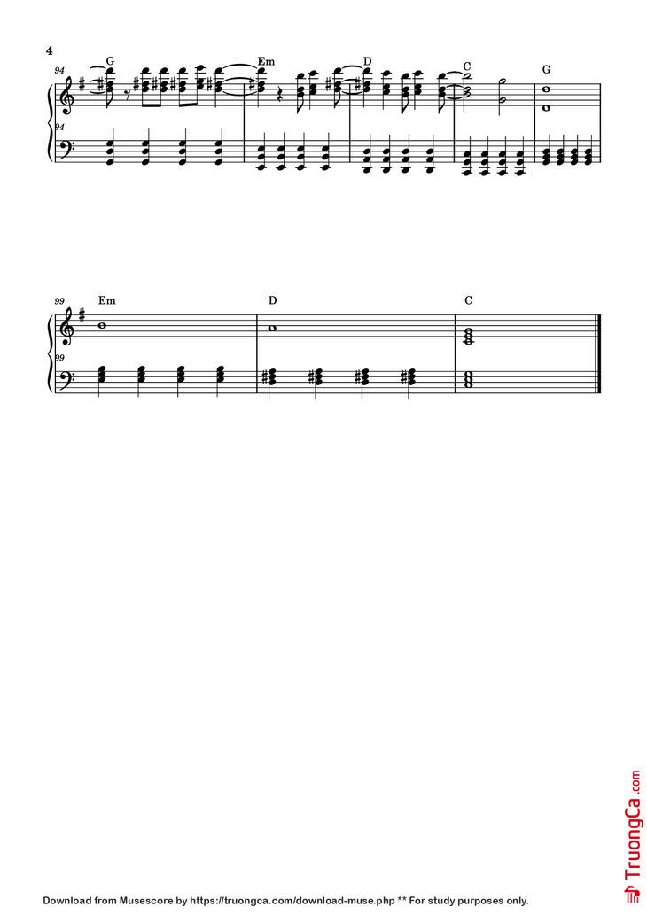Page 4 of the piano sheet music PDF Piano - Another love Piano by Tom Odell
