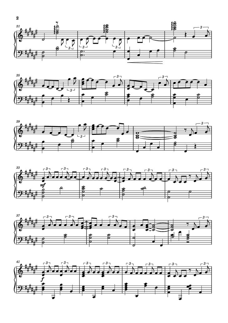 Page 2 of the piano sheet music PDF Piano - Secret Base~君がくれたもの~ Piano by 作曲 / 编排