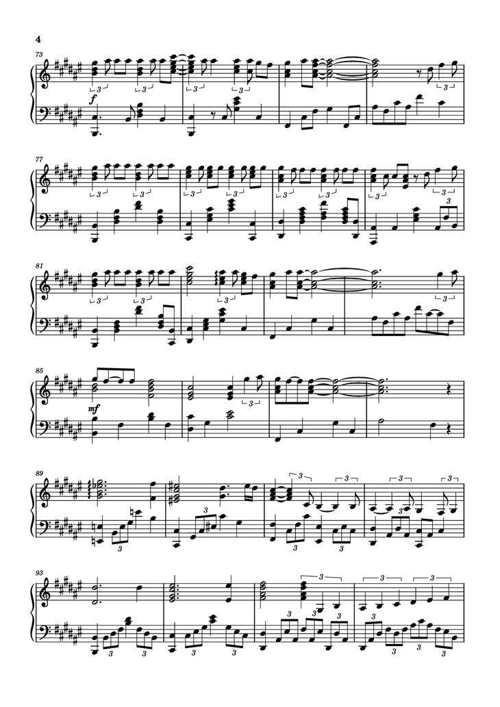 Page 4 of the piano sheet music PDF Piano - Secret Base~君がくれたもの~ Piano by 作曲 / 编排