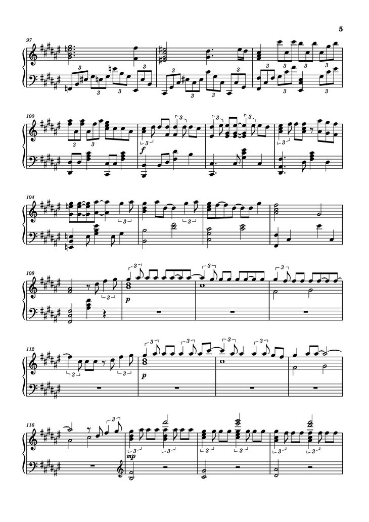 Page 5 of the piano sheet music PDF Piano - Secret Base~君がくれたもの~ Piano by 作曲 / 编排