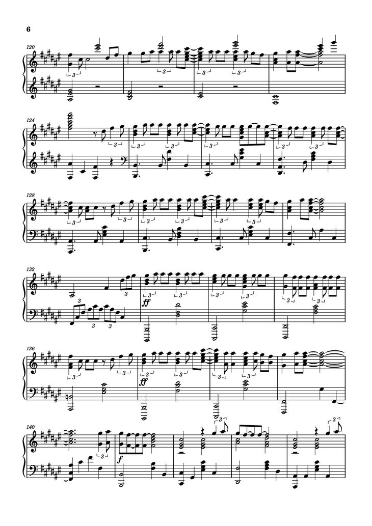 Page 6 of the piano sheet music PDF Piano - Secret Base~君がくれたもの~ Piano by 作曲 / 编排