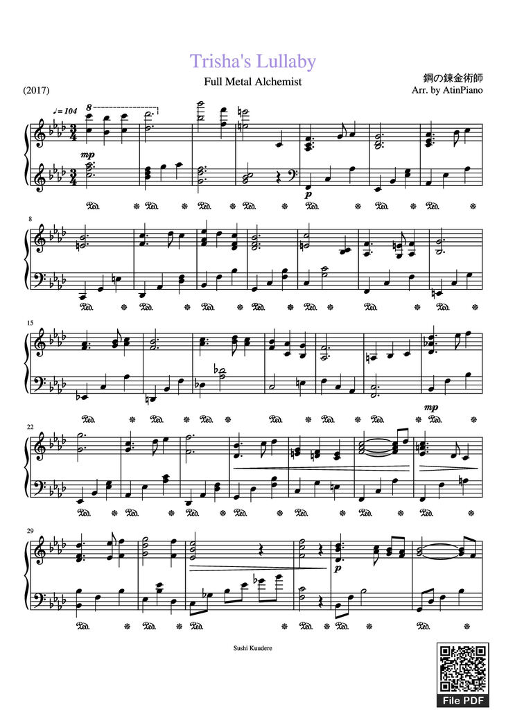 Page 1 of the piano sheet music PDF Piano - Trisha