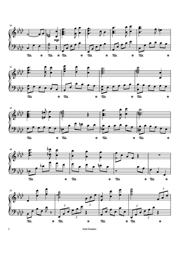 Page 2 of the piano sheet music PDF Piano - Trisha