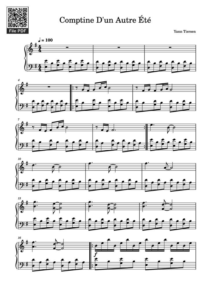 Page 1 of the piano sheet music PDF Piano - Comptine D