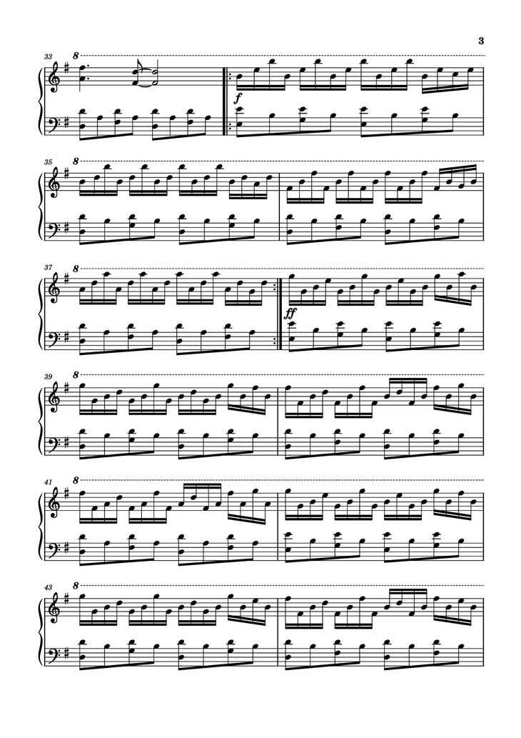 Page 3 of the piano sheet music PDF Piano - Comptine D