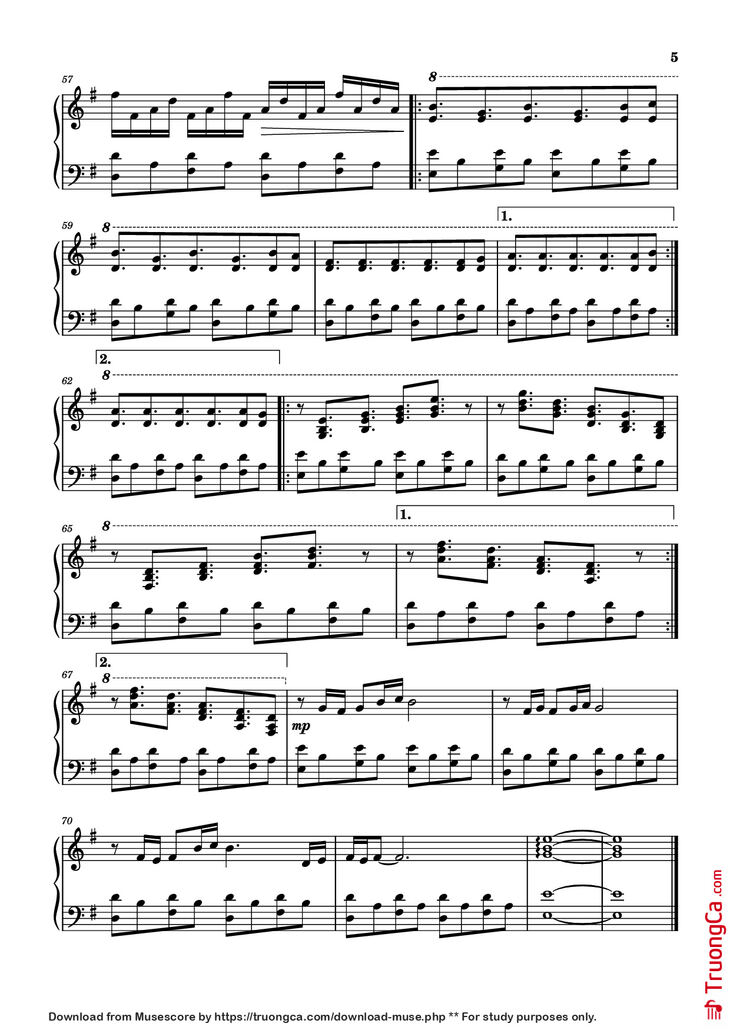Page 5 of the piano sheet music PDF Piano - Comptine D