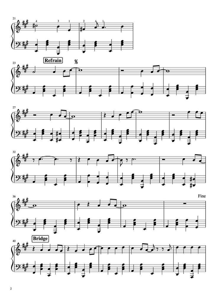 Page 2 of the piano sheet music PDF Piano - Take Me Home, Country Roads Piano by Bill Danoff