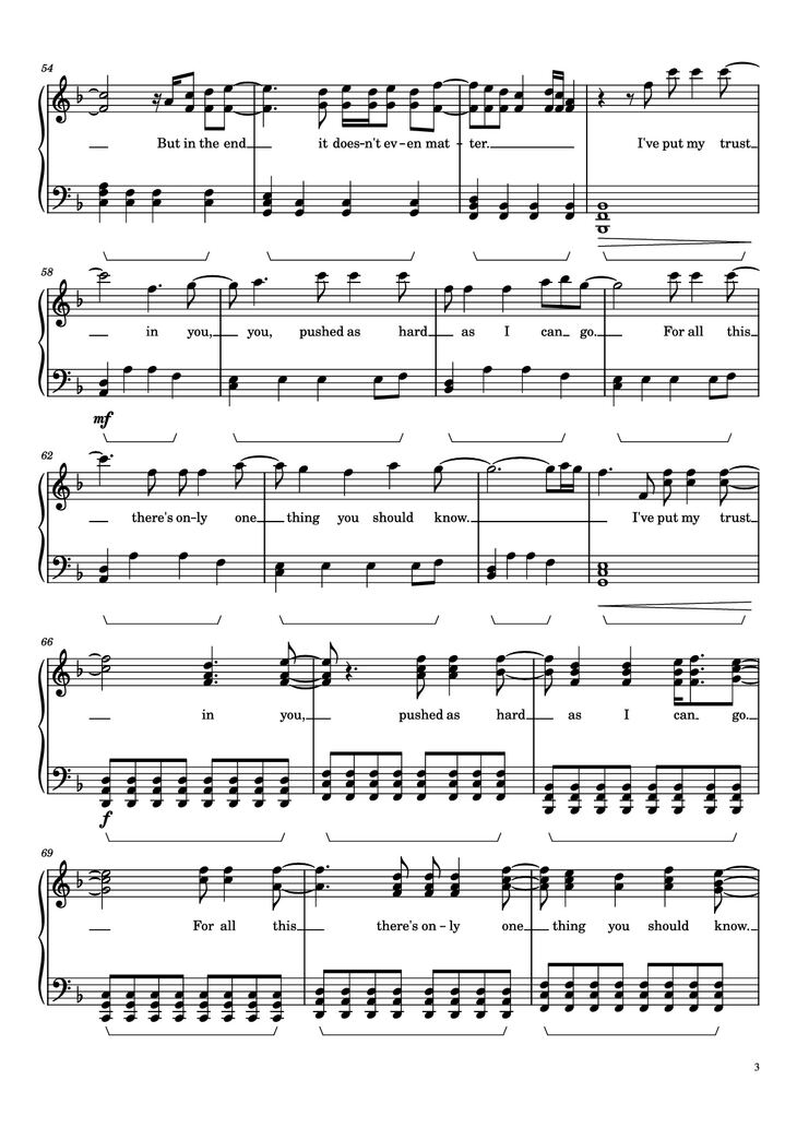 Page 3 of the piano sheet music PDF Piano - In the End Piano by Linkin Park