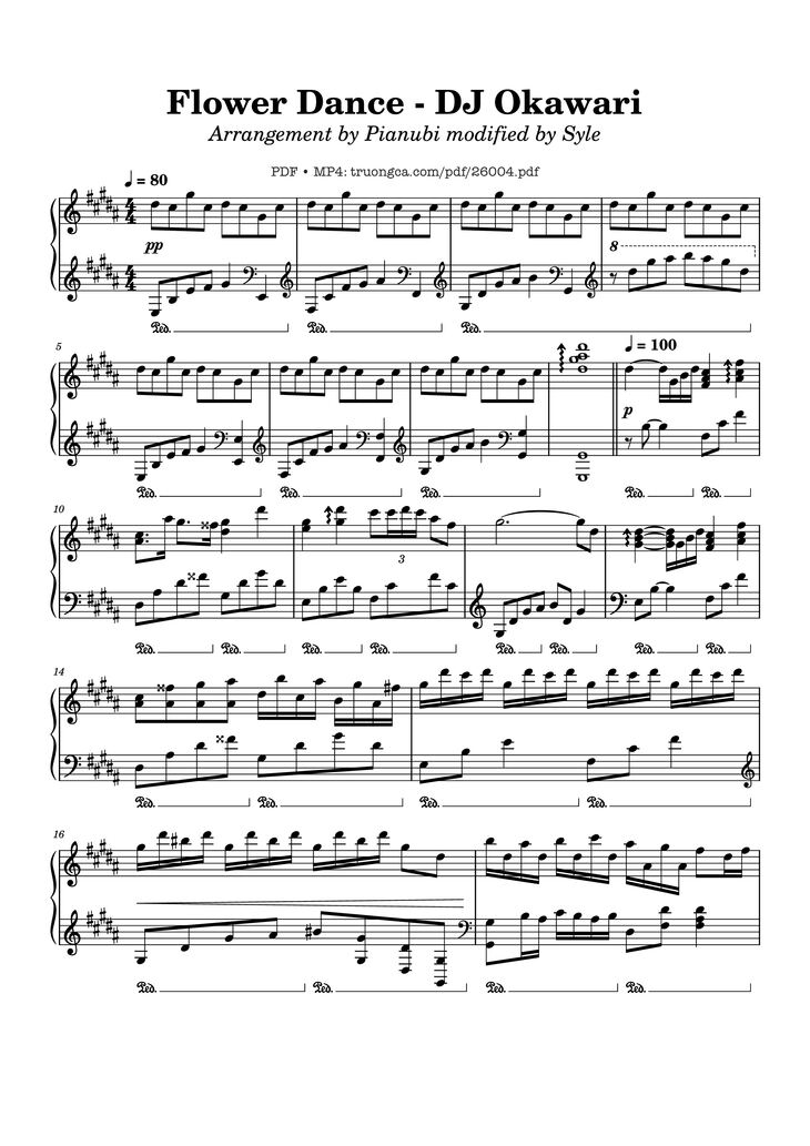 Page 1 of the piano sheet music PDF Piano - Flower Dance - DJ Okawari Piano by Undefined