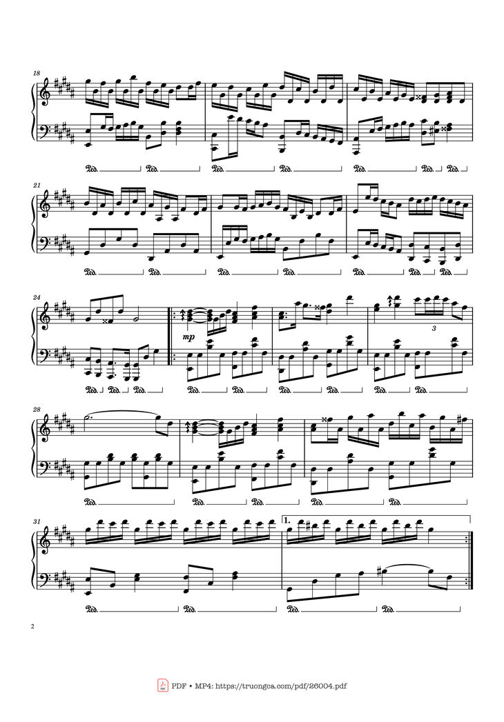 Page 2 of the piano sheet music PDF Piano - Flower Dance - DJ Okawari Piano by Undefined