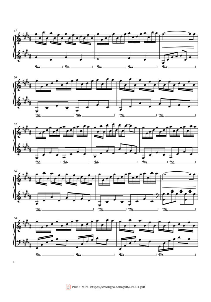 Page 4 of the piano sheet music PDF Piano - Flower Dance - DJ Okawari Piano by Undefined