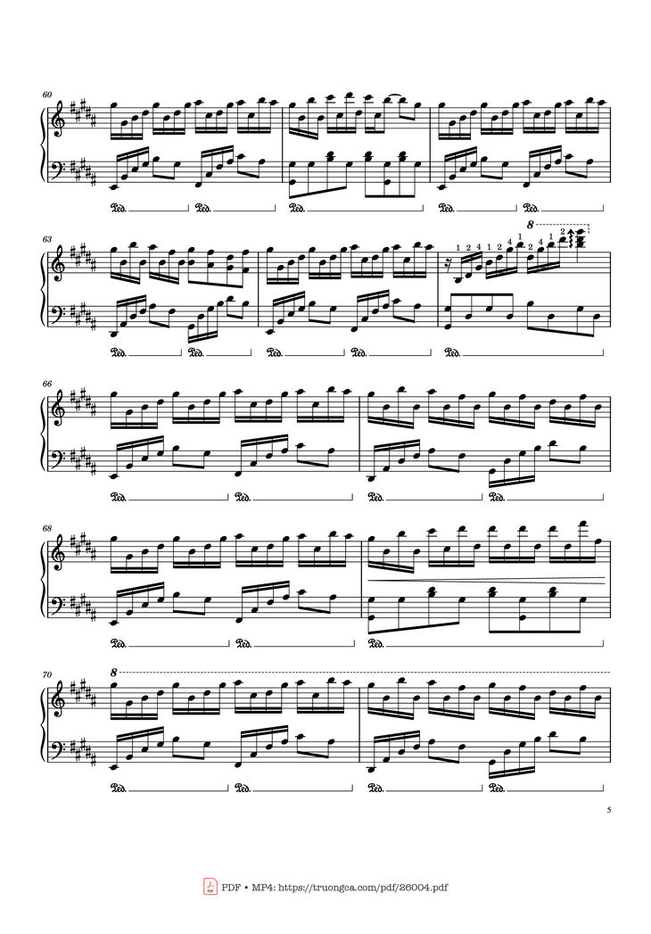 Page 5 of the piano sheet music PDF Piano - Flower Dance - DJ Okawari Piano by Undefined