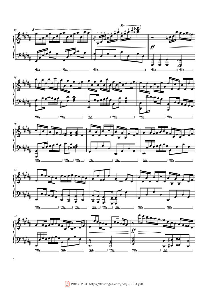 Page 6 of the piano sheet music PDF Piano - Flower Dance - DJ Okawari Piano by Undefined