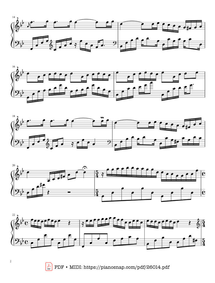Page 2 of the piano sheet music PDF Piano - Mariage d