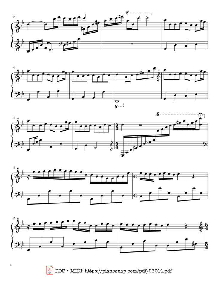 Page 4 of the piano sheet music PDF Piano - Mariage d