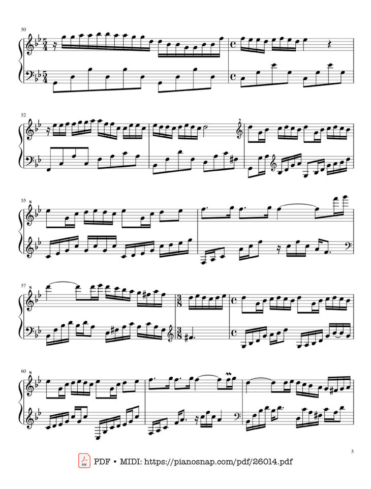 Page 5 of the piano sheet music PDF Piano - Mariage d