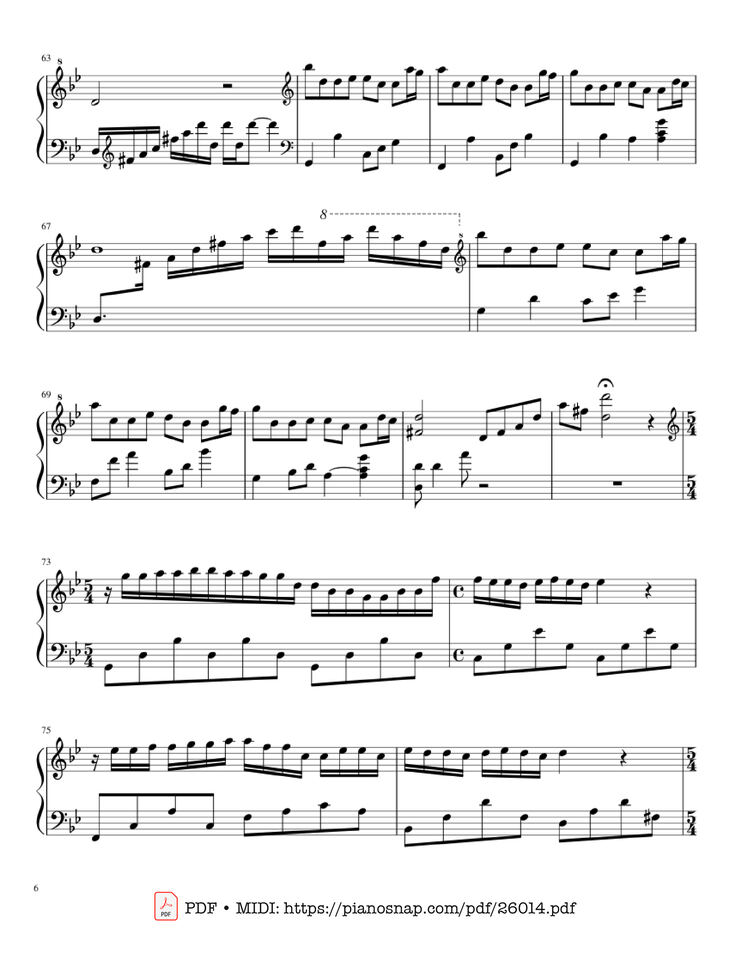 Page 6 of the piano sheet music PDF Piano - Mariage d