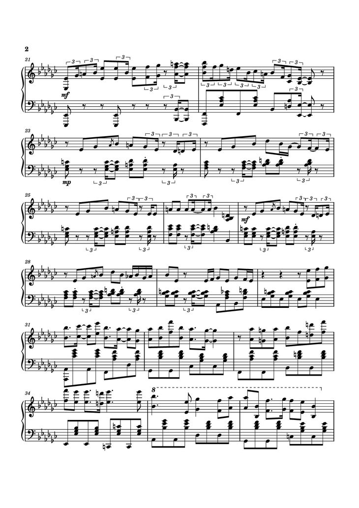 Page 2 of the piano sheet music PDF Piano - Furina All the World