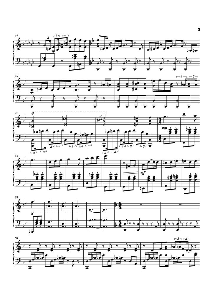 Page 3 of the piano sheet music PDF Piano - Furina All the World