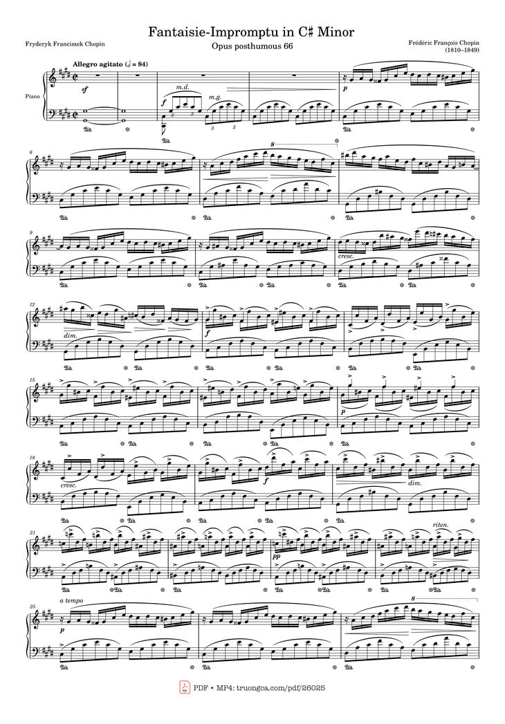 Page 1 of the piano sheet music PDF Piano - Fantaisie-Impromptu in C♯ Minor Piano by Frédéric François Chopin