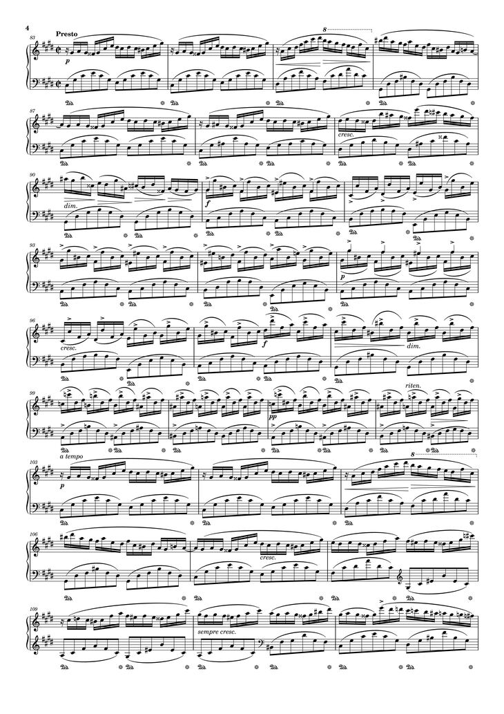 Page 4 of the piano sheet music PDF Piano - Fantaisie-Impromptu in C♯ Minor Piano by Frédéric François Chopin