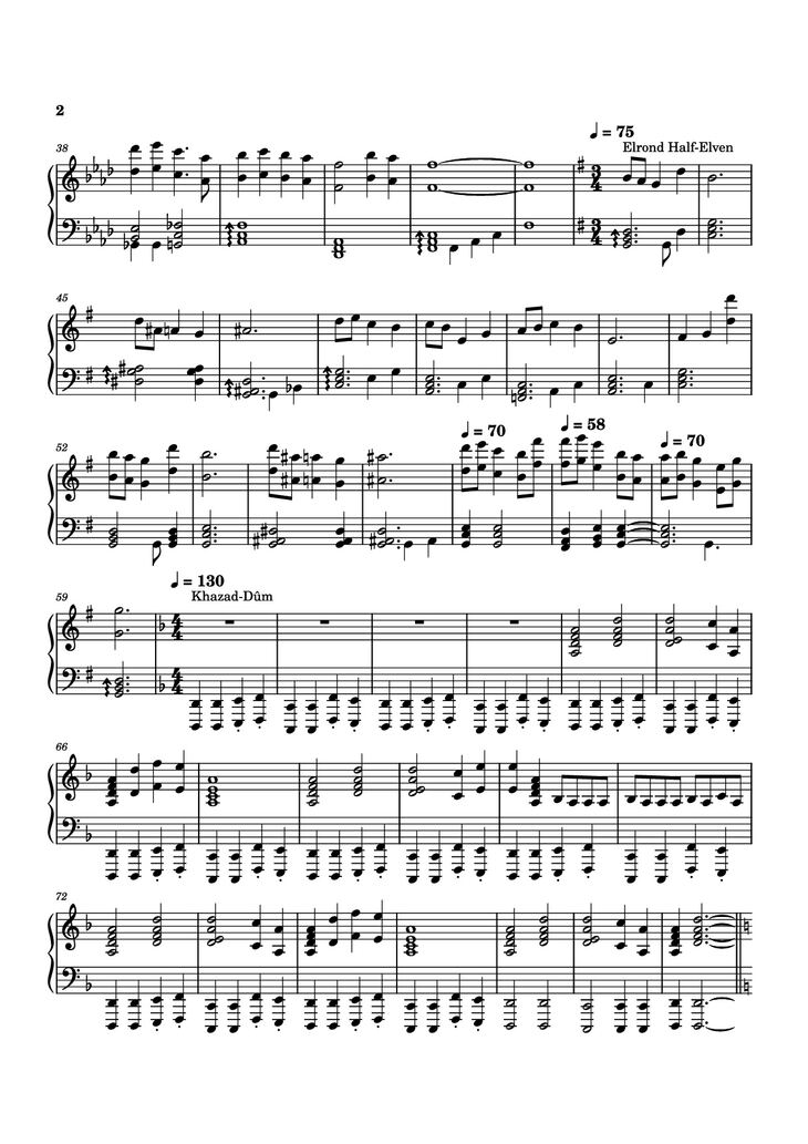 Page 2 of the piano sheet music PDF Piano - The Lord of the Rings: The Rings of Power Medley Piano by Bear McCreary