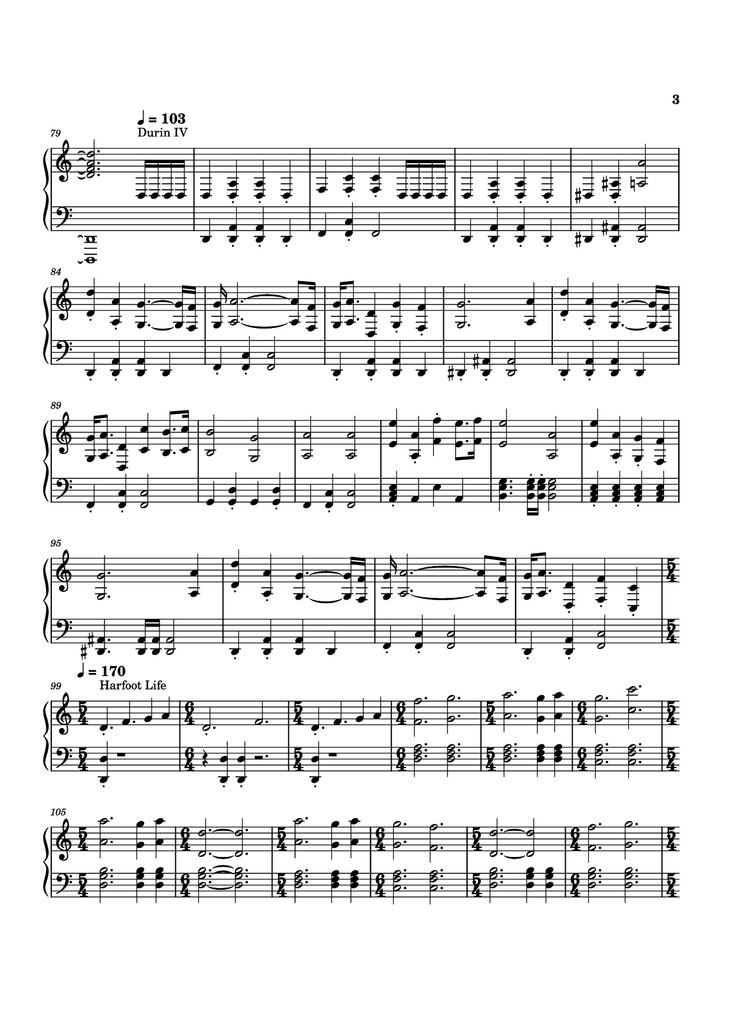 Page 3 of the piano sheet music PDF Piano - The Lord of the Rings: The Rings of Power Medley Piano by Bear McCreary