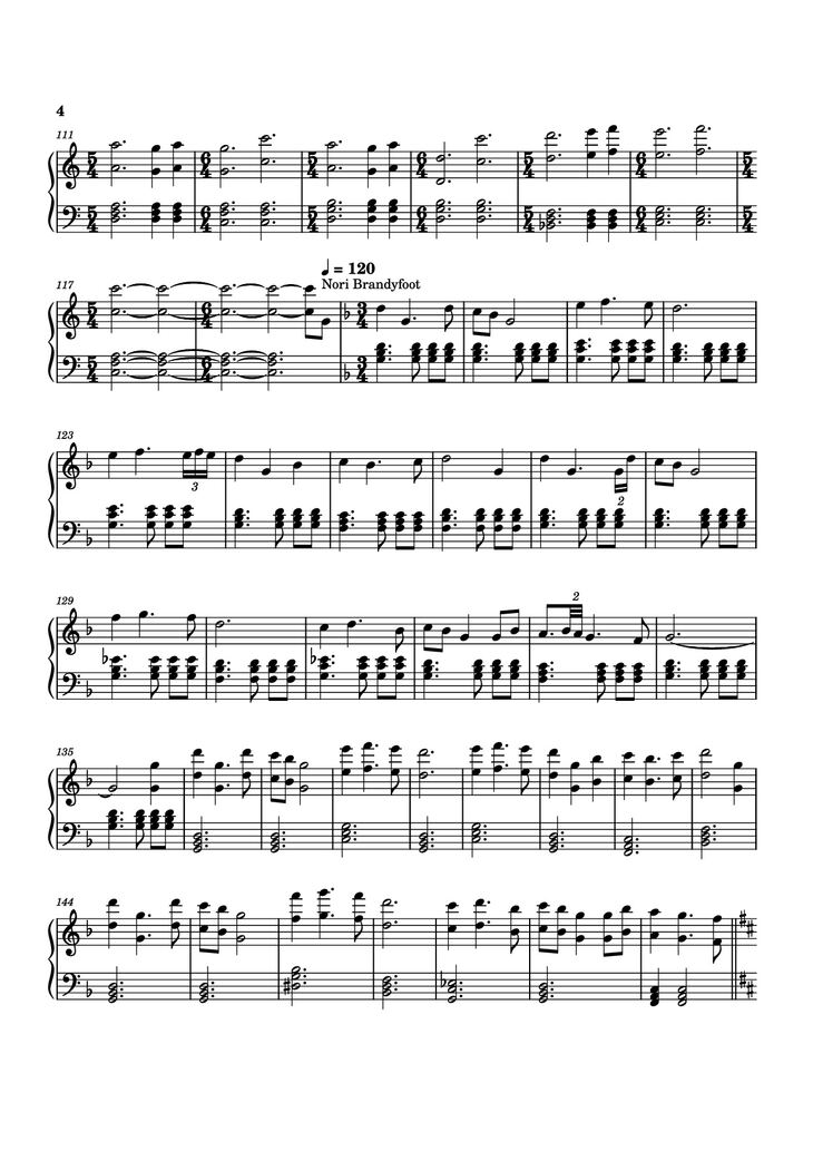 Page 4 of the piano sheet music PDF Piano - The Lord of the Rings: The Rings of Power Medley Piano by Bear McCreary