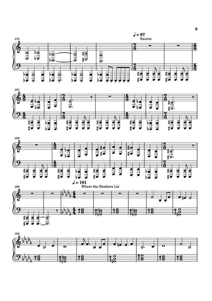 Page 9 of the piano sheet music PDF Piano - The Lord of the Rings: The Rings of Power Medley Piano by Bear McCreary