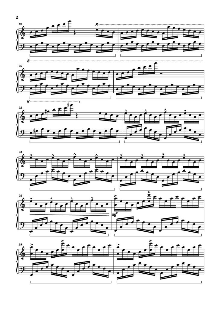 Page 2 of the piano sheet music PDF Piano - The Interstellar Experience Piano by Tony Ann