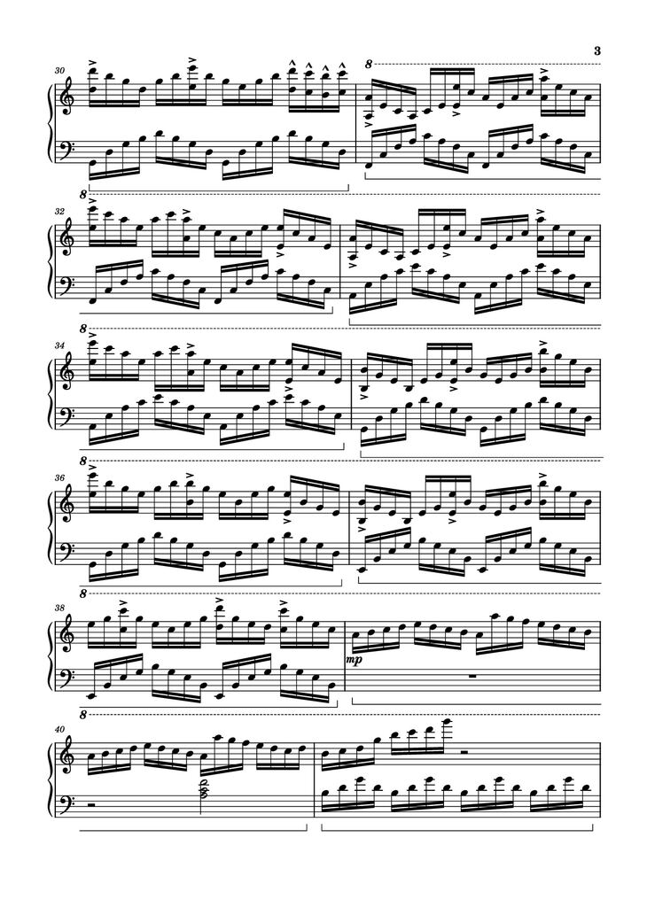 Page 3 of the piano sheet music PDF Piano - The Interstellar Experience Piano by Tony Ann
