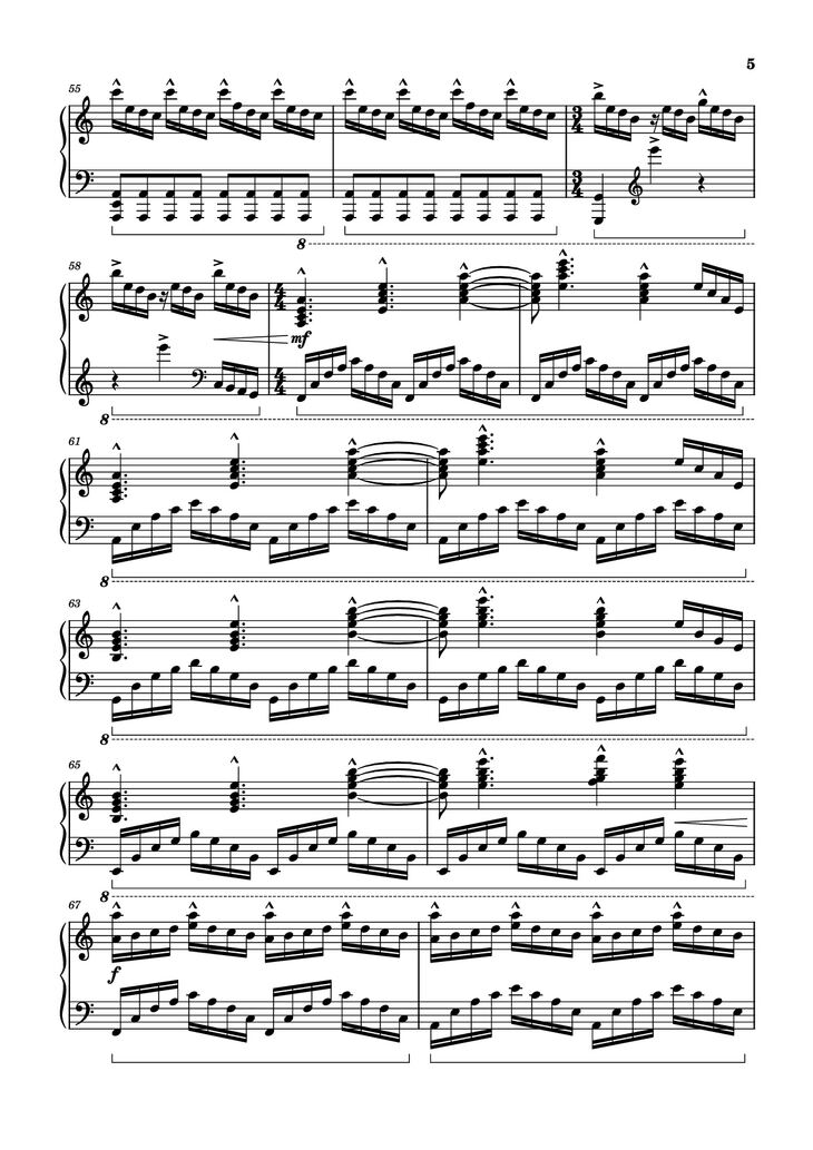 Page 5 of the piano sheet music PDF Piano - The Interstellar Experience Piano by Tony Ann
