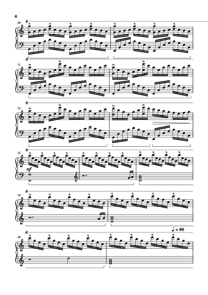 Page 6 of the piano sheet music PDF Piano - The Interstellar Experience Piano by Tony Ann