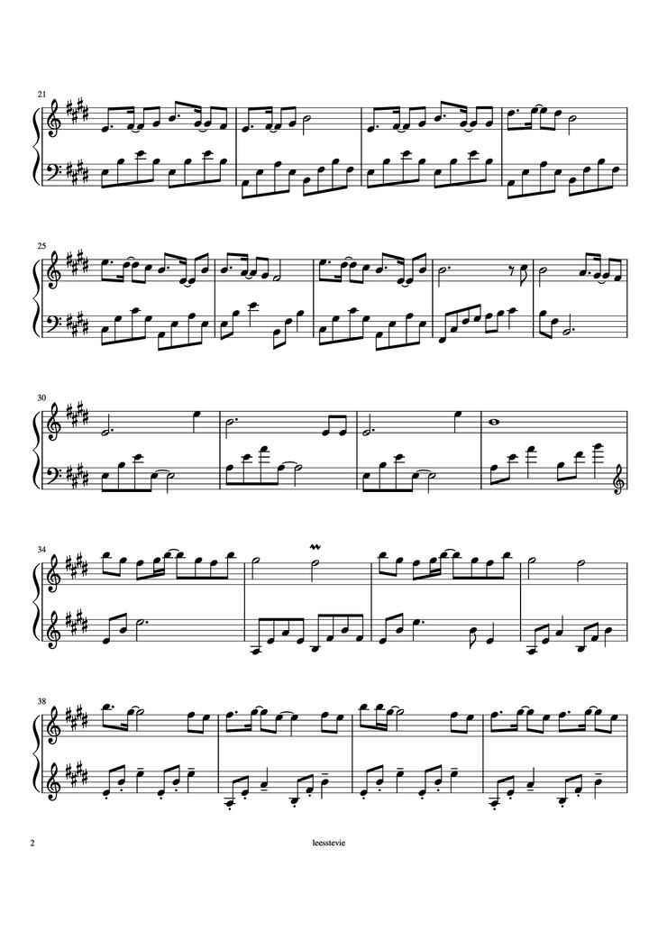 Sheet music - Laskar Pelangi Piano page 2