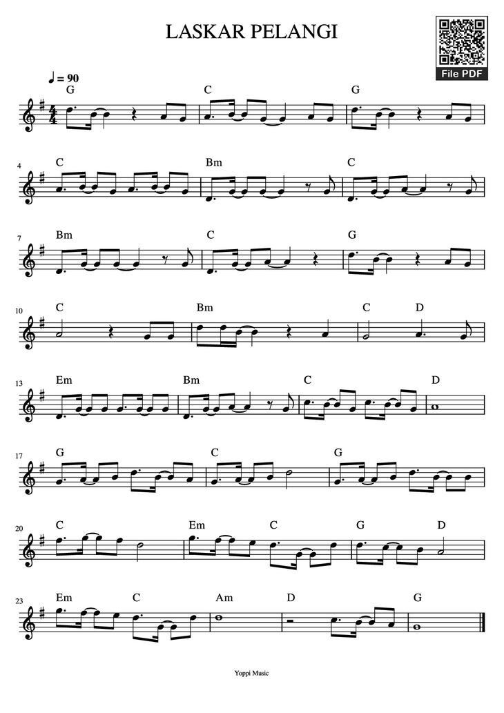 Sheet music - LASKAR PELANGI Piano page 1