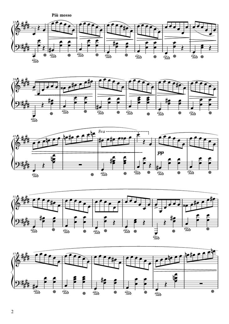 Page 2 of the piano sheet music PDF Piano - Waltz in C♯ Minor Piano by Frédéric François Chopin