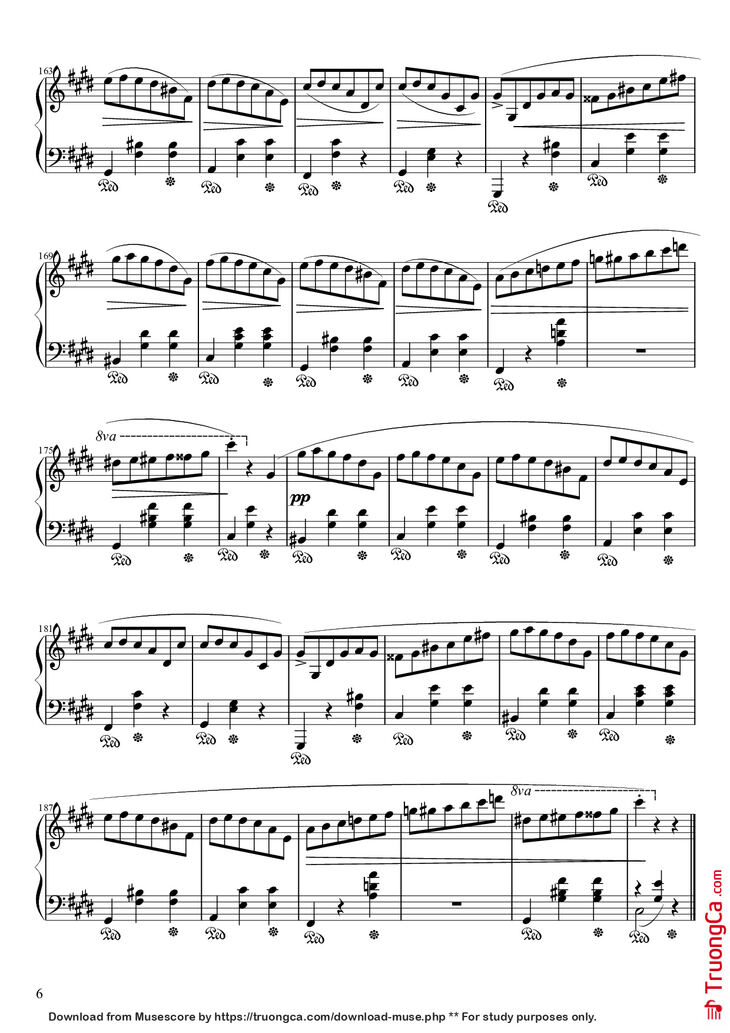 Page 6 of the piano sheet music PDF Piano - Waltz in C♯ Minor Piano by Frédéric François Chopin