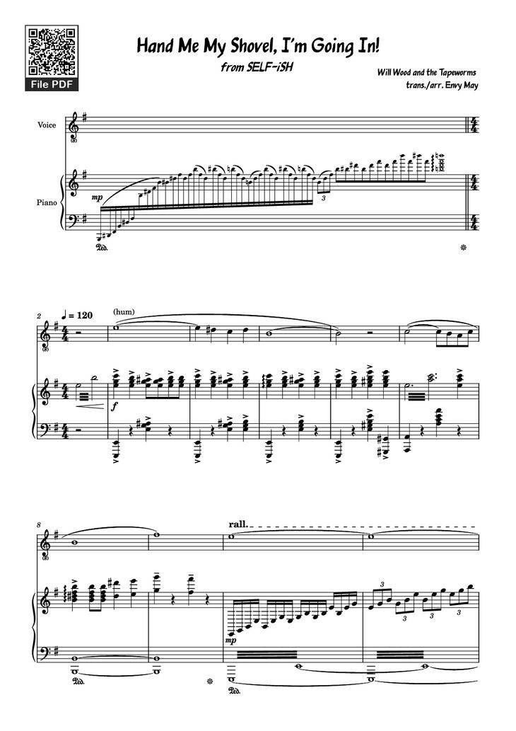 Page 1 of the piano sheet music PDF - Hand Me My Shovel, I
