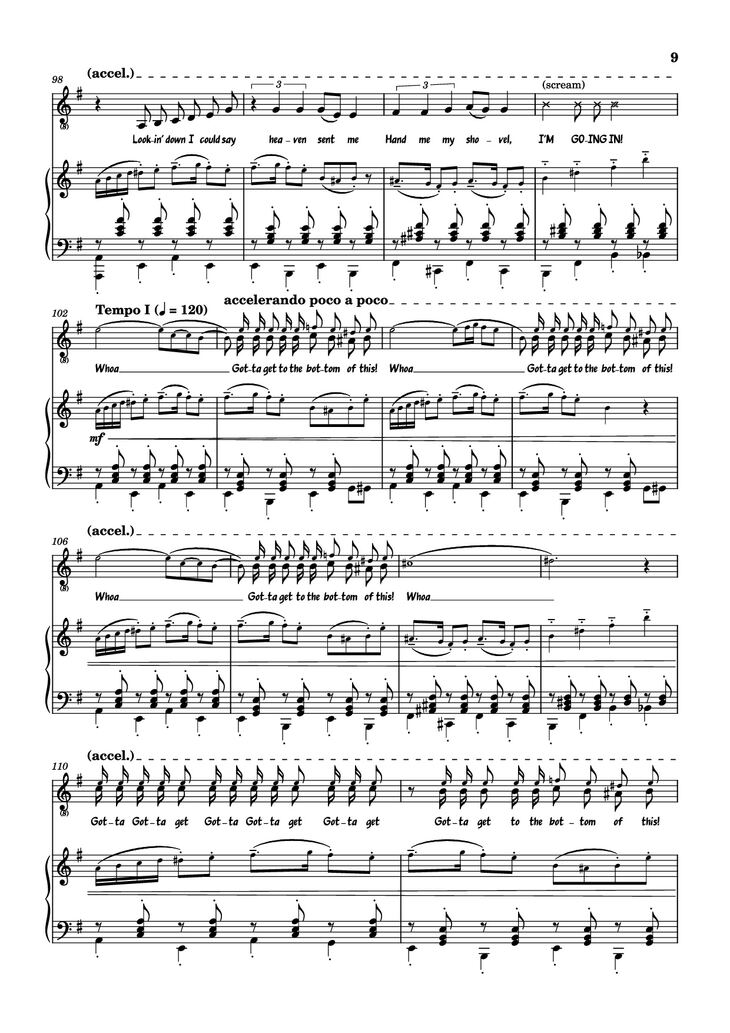 Page 9 of the piano sheet music PDF - Hand Me My Shovel, I