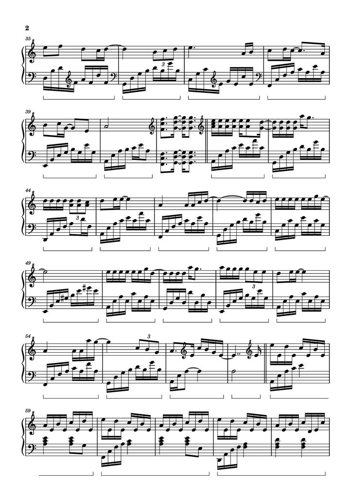 Page 2 of the piano sheet music PDF Piano - 心要让你听见 (Tình Đơn Phương) Piano by Transcribed by Lê Mạnh Hùng