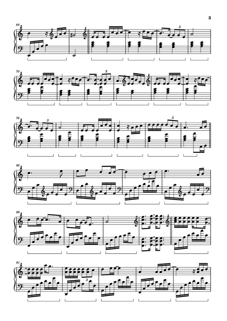 Page 3 of the piano sheet music PDF Piano - 心要让你听见 (Tình Đơn Phương) Piano by Transcribed by Lê Mạnh Hùng